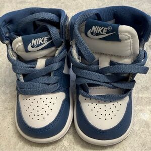 Jordan 1 Mid TD Toddler Size 3C True Blue White Cement Grey BNIB